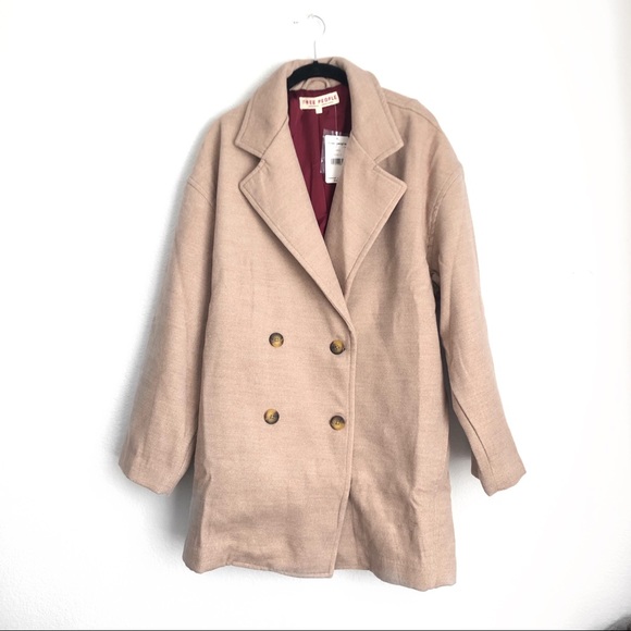 Free People Camel Hannah Slouchy Pea Coat Blazer - Picture 3 of 7